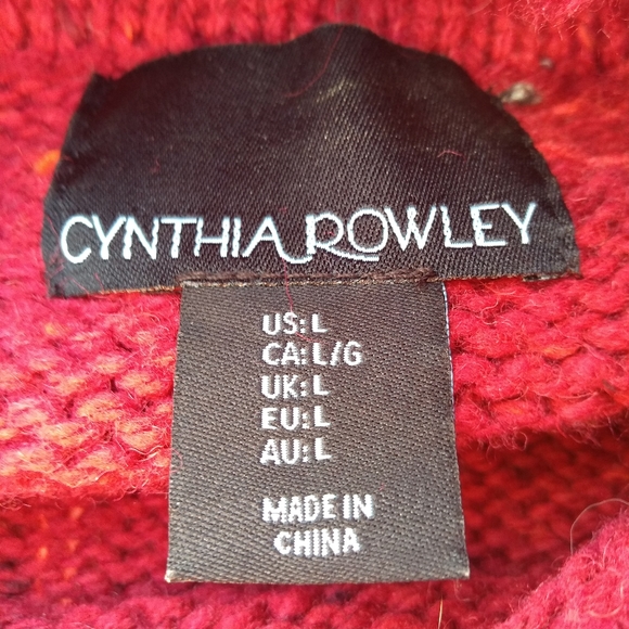 Cynthia Rowley Burgundy Turtleneck Sweater, Size Large, 50% Wool, Rounde… - Picture 4 of 12